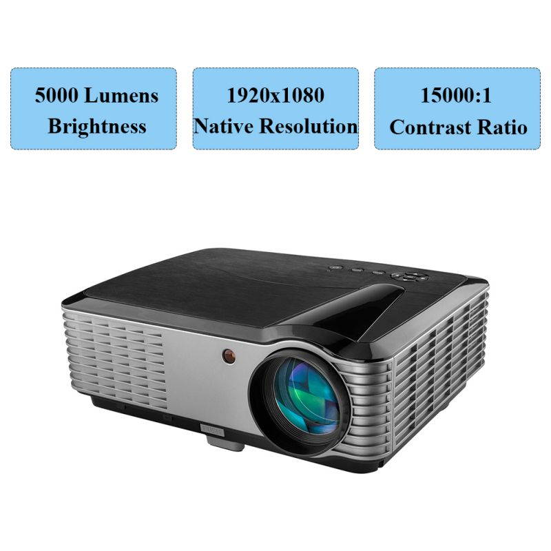 1080P Home Projector Projector , 5000 Lumens LED Video Projector, 300" and 4K Supported, Compatible with Phone ,Tablet, TV Stick , Dual Speakers, HDMI, USB, VGA