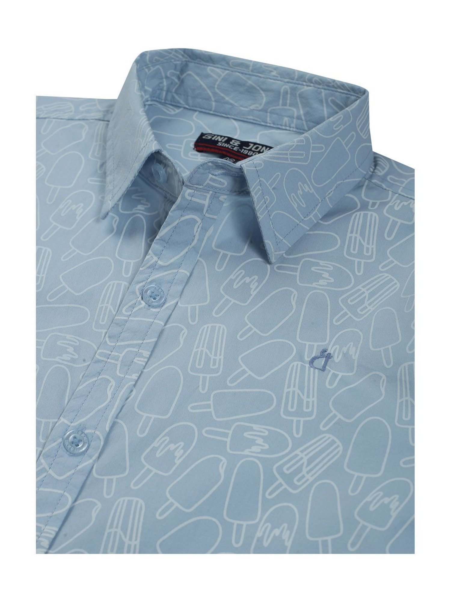 Gini & Jony Kids Sky Blue Printed Shirt