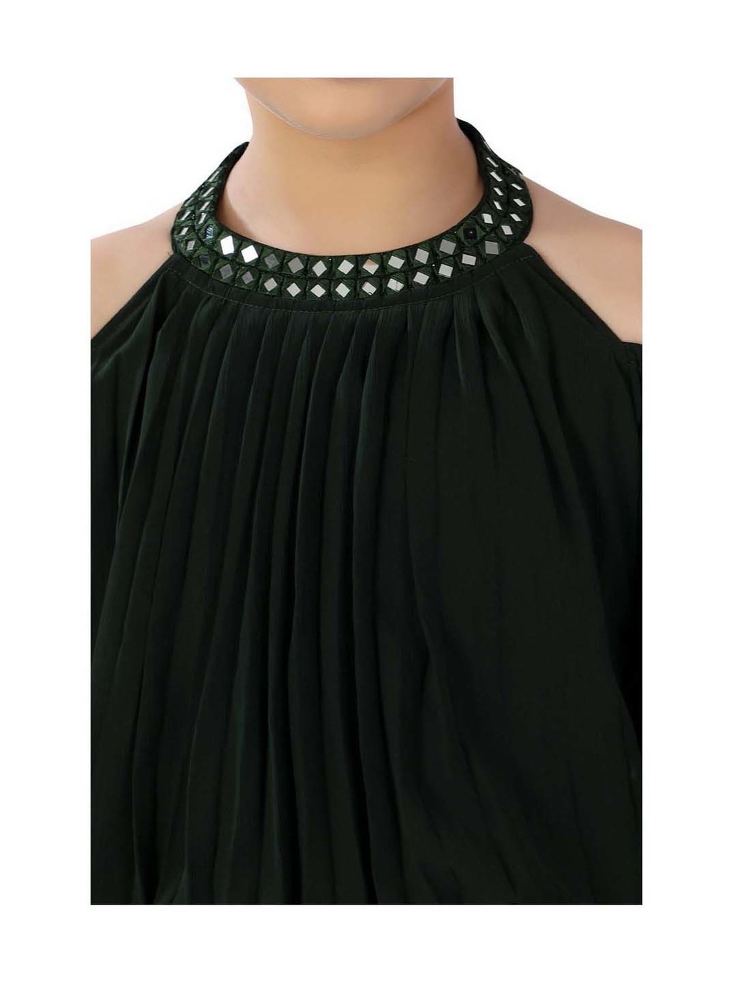 poplins Kids Green Cotton Regular Fit Jumpsuit