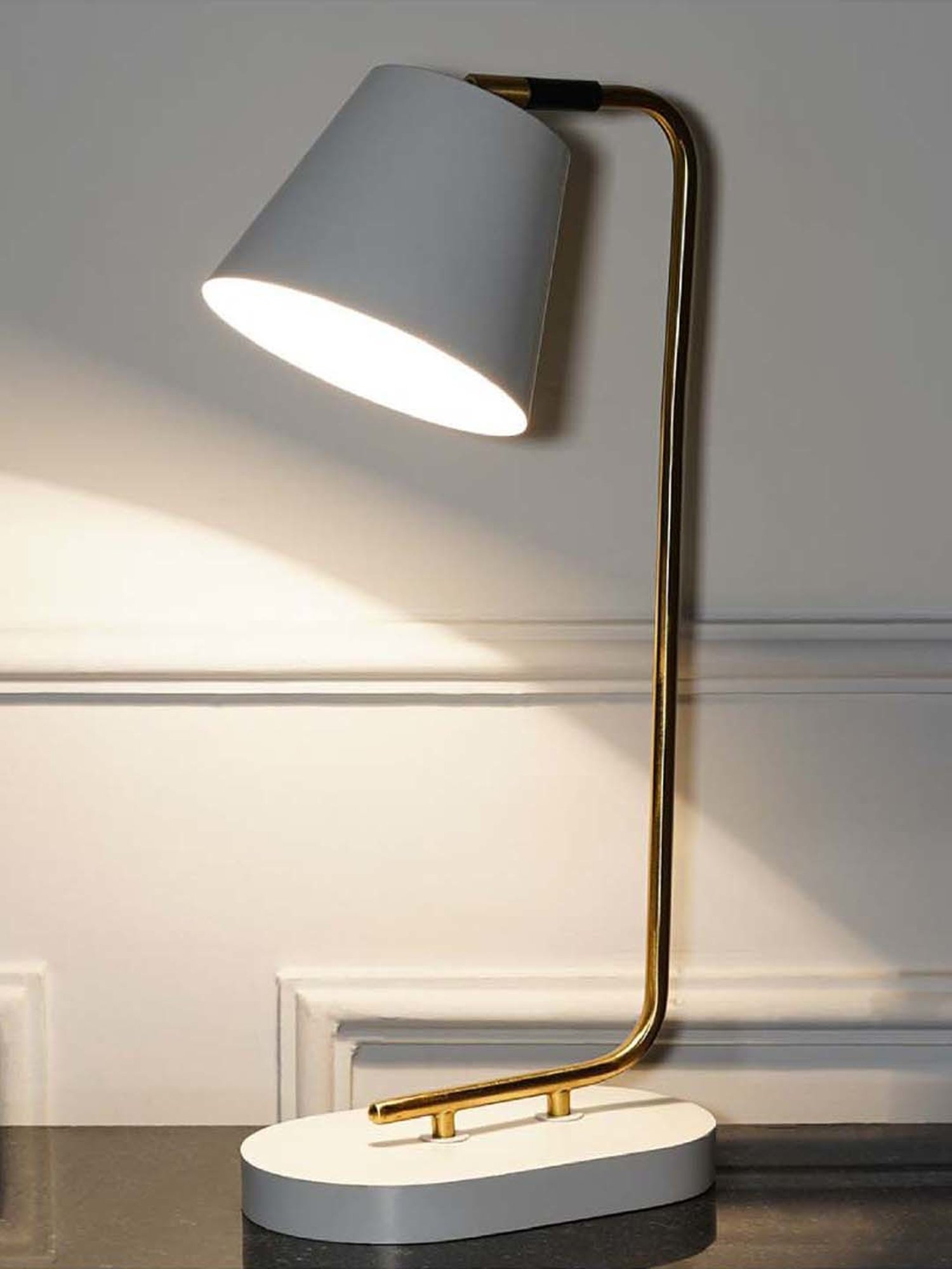 Kapoor Lamp Shades White & Brass Metal Cona Table Lamp