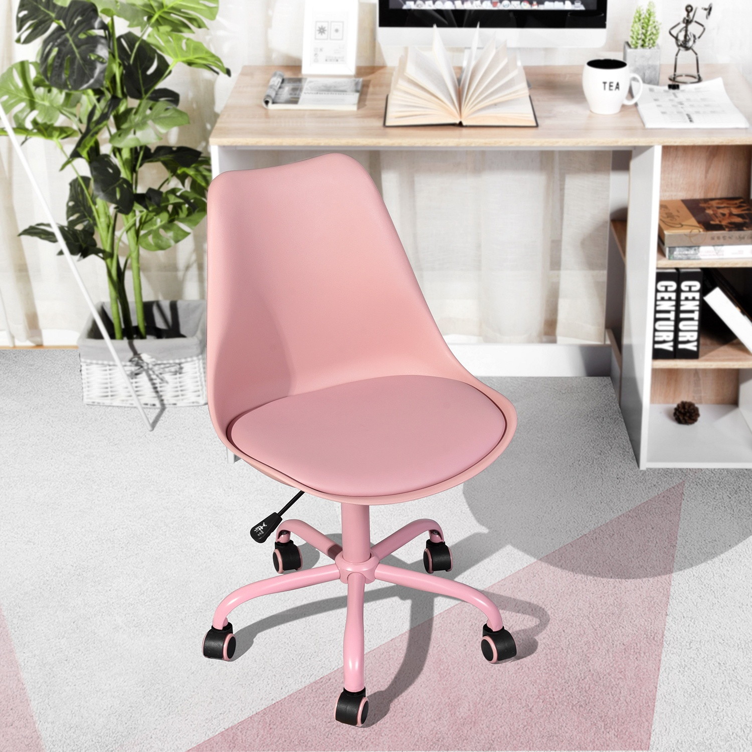 FurnitureR Task Chair Adjustable Swivel Office Chair, Pink