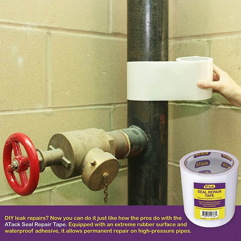 Waterproof Patch and Seal Tape White 4 Inches x 10 Feet Water Barrier Tape for Stop Leak Repair on Pipes Chimney Roof Boat and HVAC