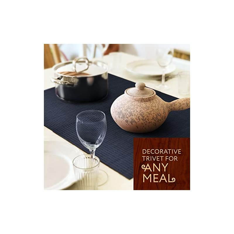 Modular Trivet Runner for Table 6 pcs Placemats Extendable Hot Pad, Heat-Resistant Surface,for Hot Plates, Pots, Dishes, Cookware for Kitchen (Dark Blue)