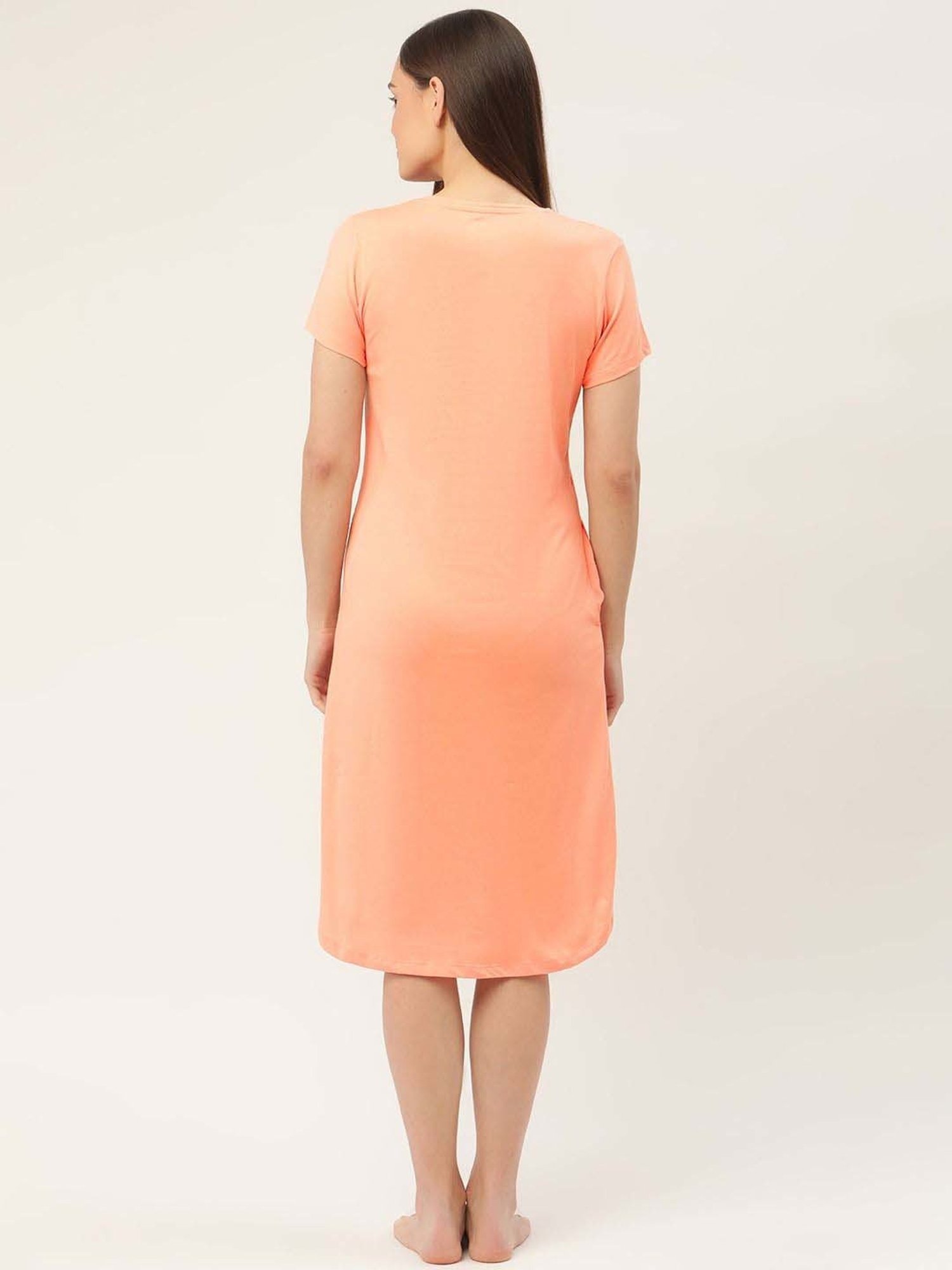 Sweet Dreams Pastel Peach Cotton Printed Sleep Tee