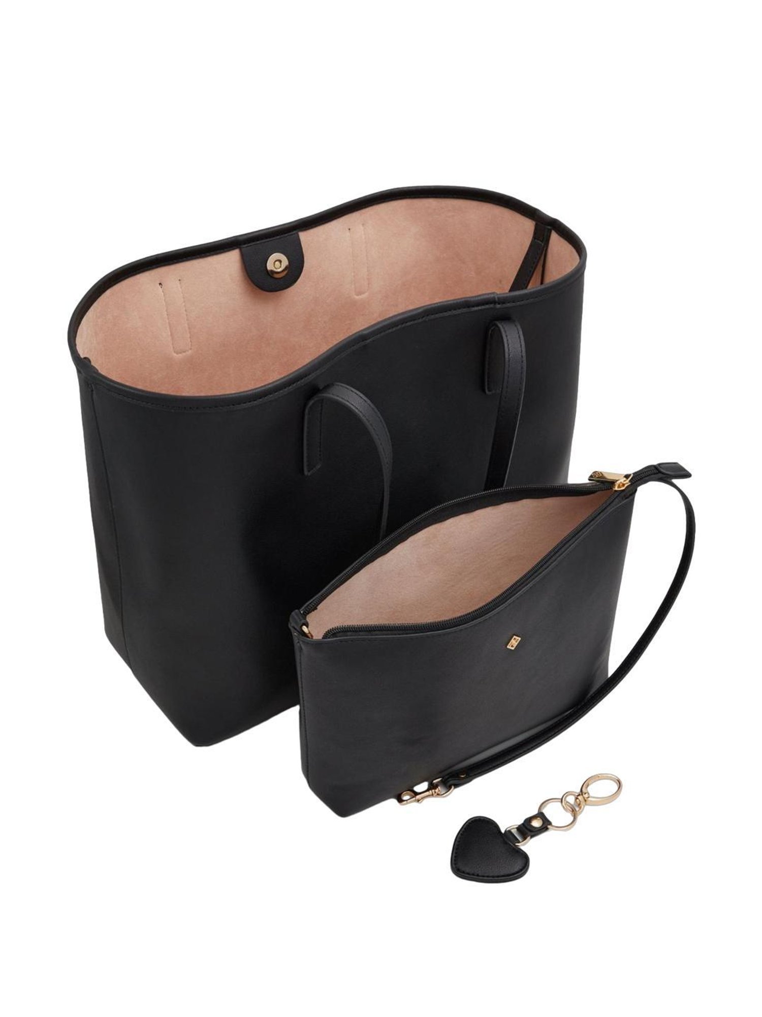 Call It Spring Black Solid Tote Handbag With pouch