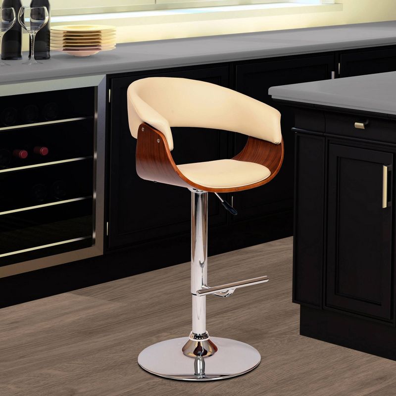 Paris Swivel Barstool Cream/Walnut - Armen Living
