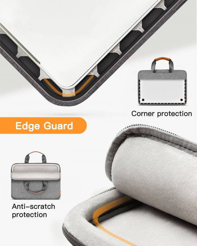 Inateck 15-15.6 Inch 360&deg; Protective Laptop Shoulder Bag Laptop Sleeve Crossbody Bag with Handles, Luggage Strap, Detachable Shoulder Strap, Splash-Resistant Commuting, School, Business, Travel, Gray