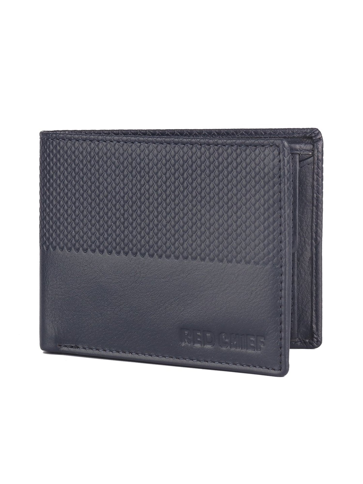 Red Chief Blue Leather Bi-Fold Wallet for Men