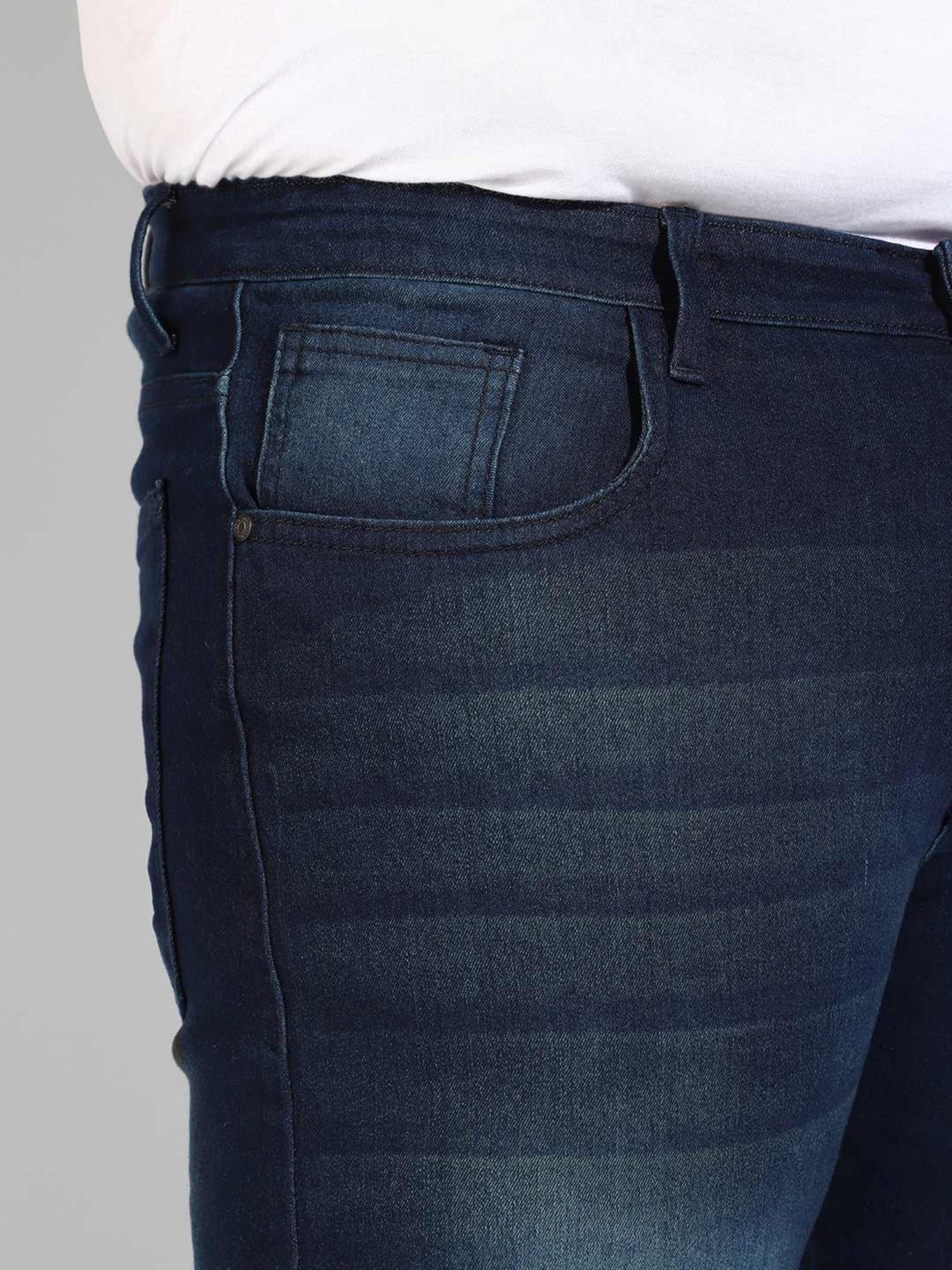 Instafab Plus Blue Regular fit Self Pattern Plus Size Jeans