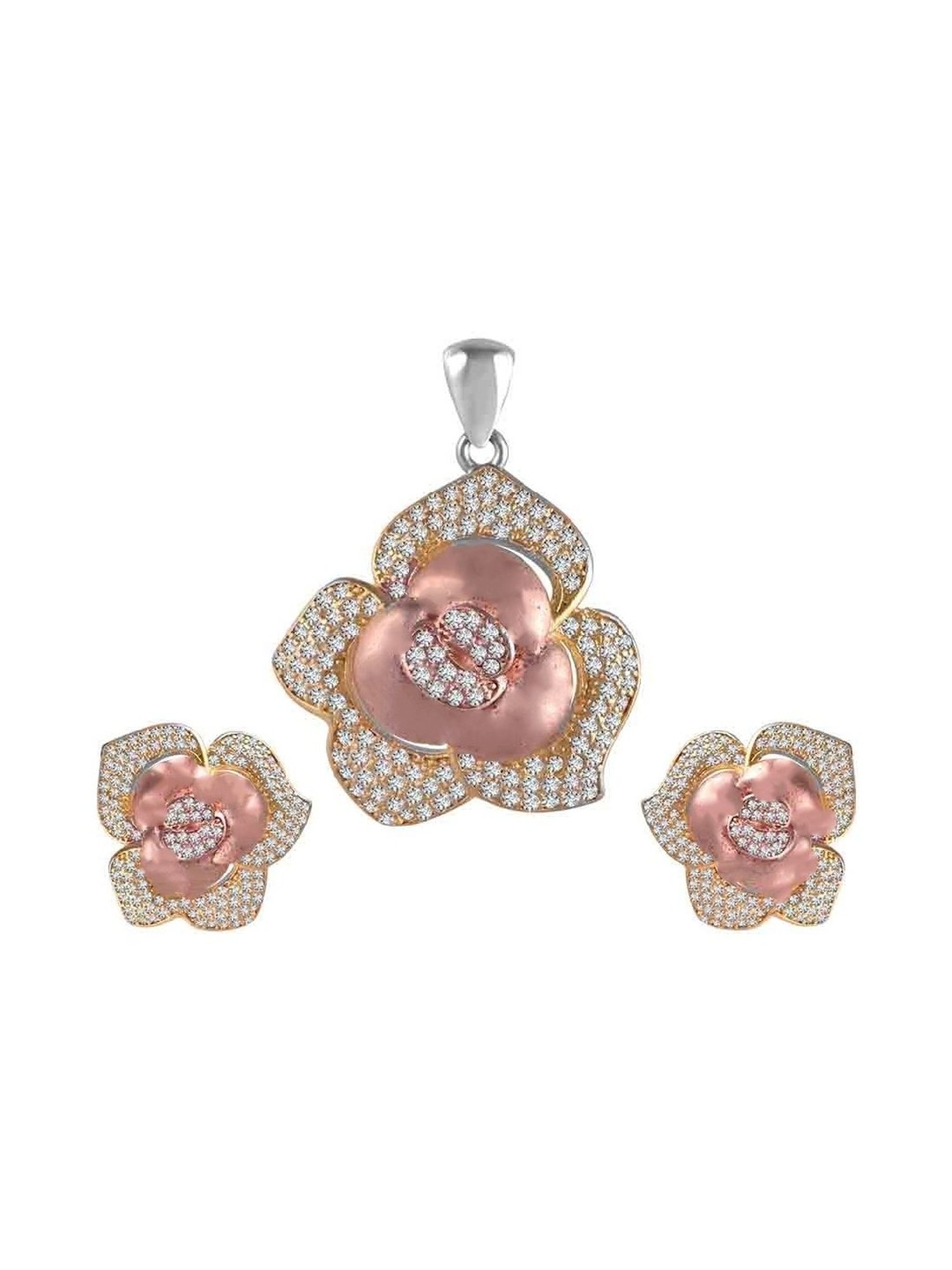 Rihi by P.C. Chandra Jewellers Rosy Pendant And Earring Set For Women And Girls (Without Chain)