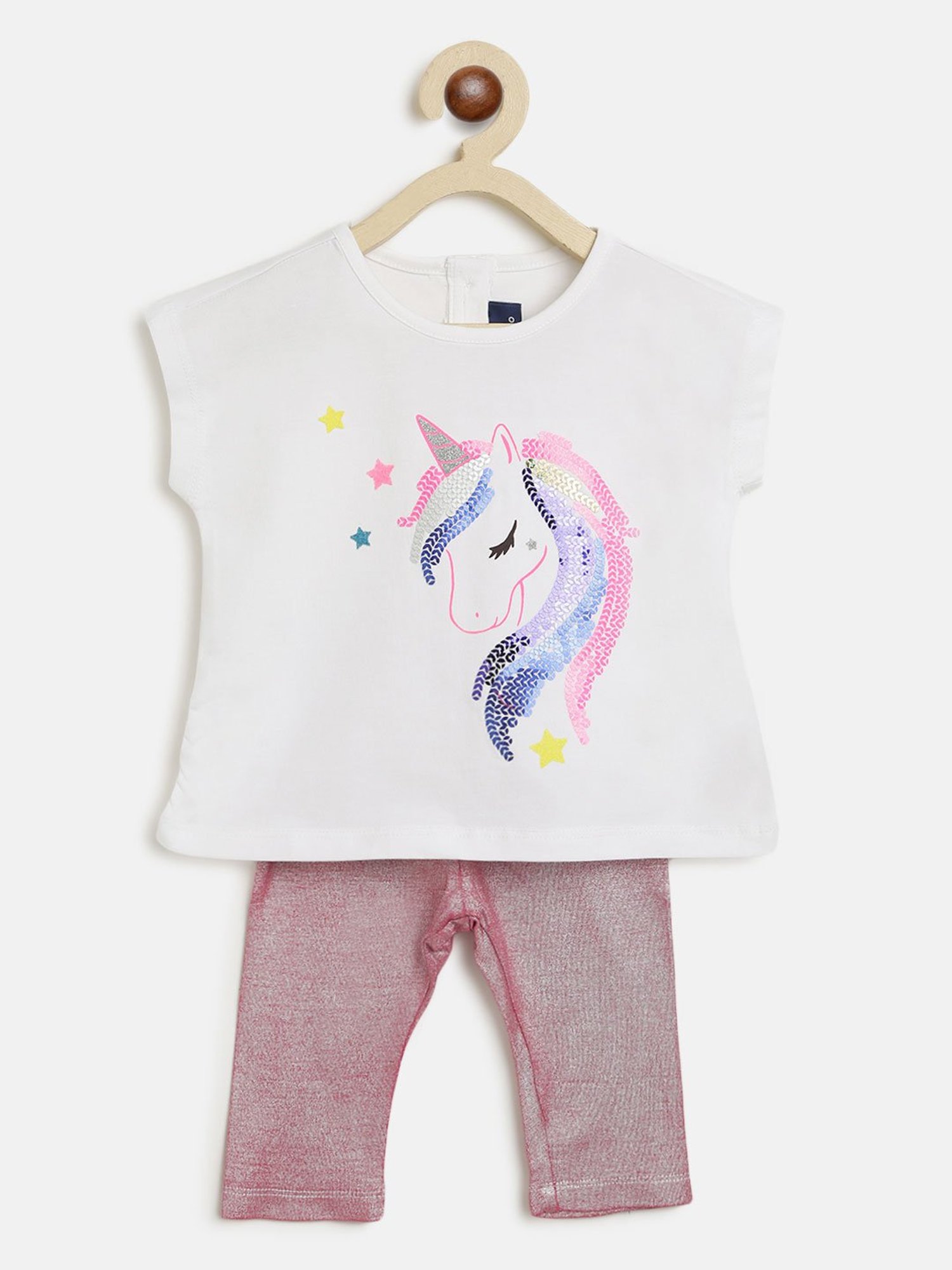Chicco Kids White & Pink Embellished Top with Leggings
