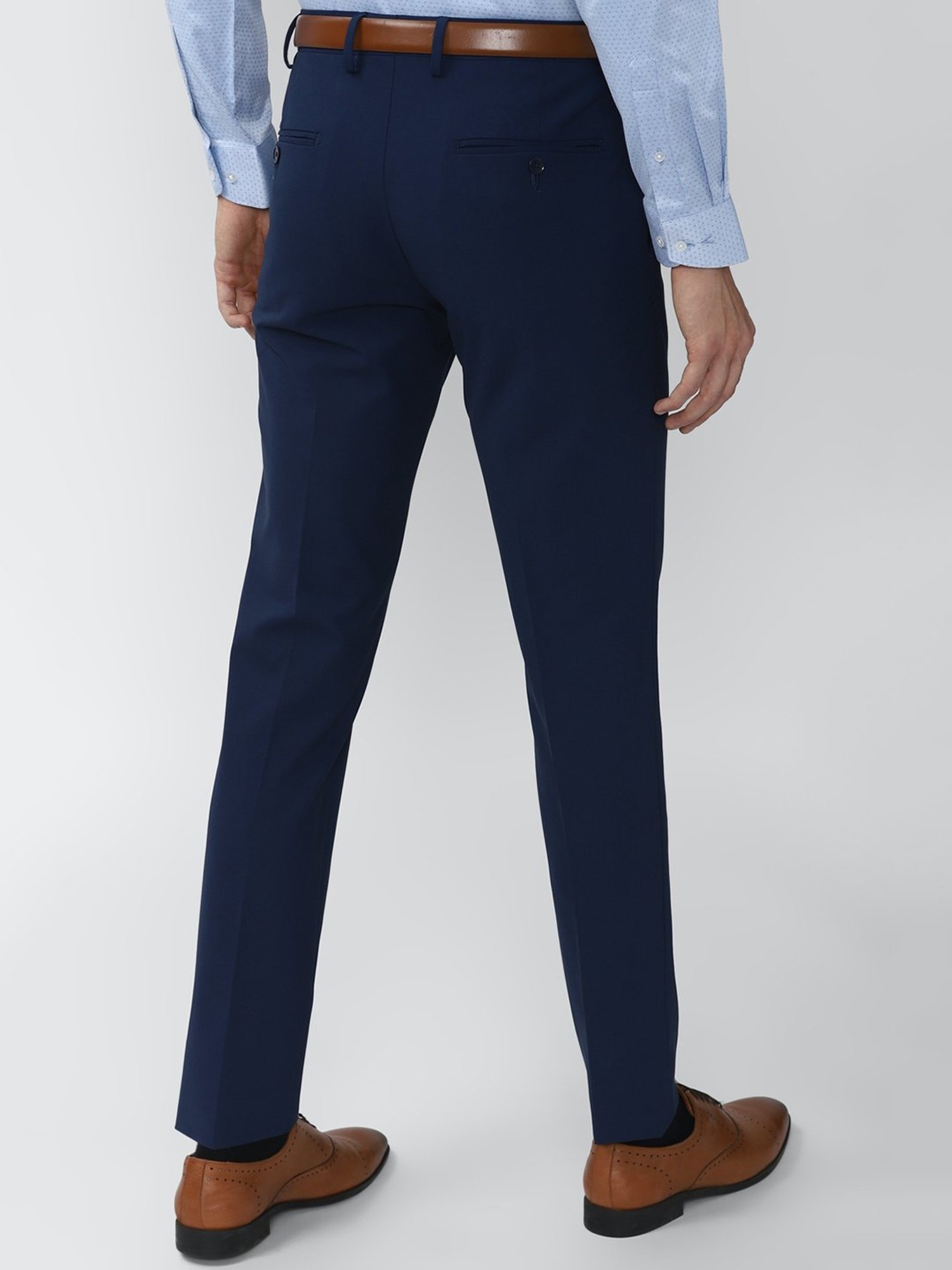 Van Heusen Navy Slim Fit Flat Front Trousers