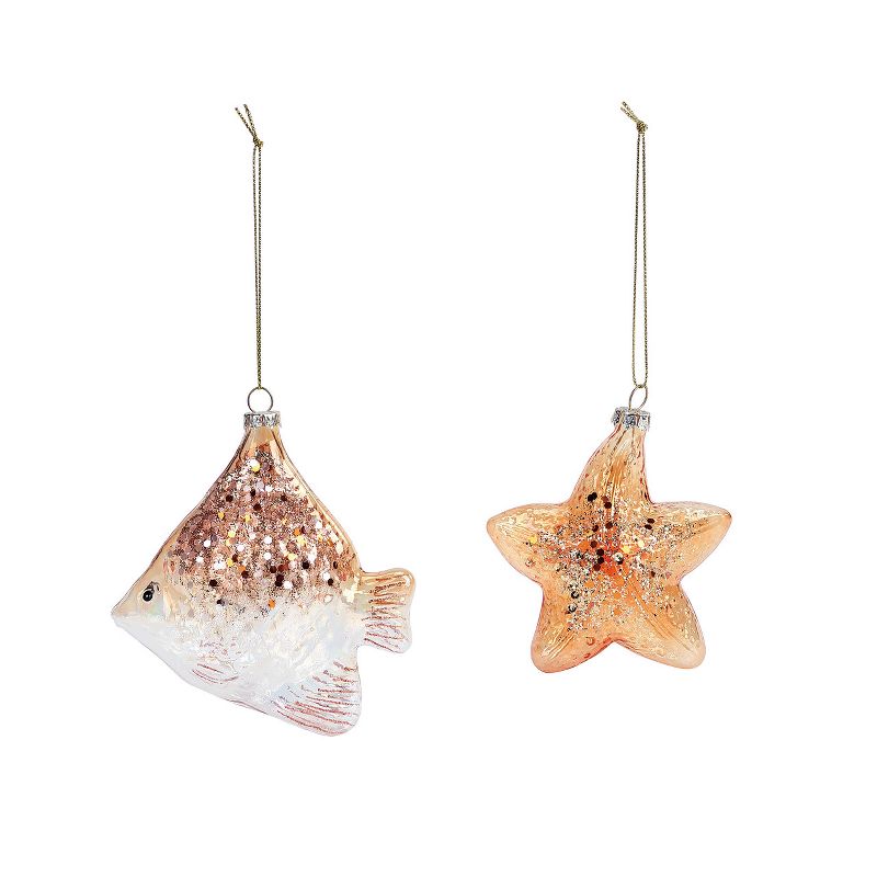 DEMDACO Coral Fish and Starfish Ornaments - 2 Assorted Orange