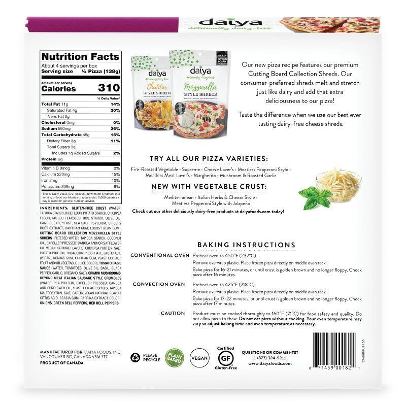 Daiya Dairy-Free Supreme Frozen Pizza - 19.4oz