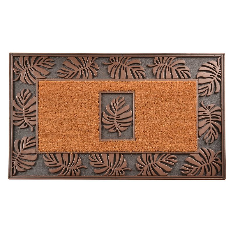 HomeTrax Cocoa Mat Doormat - Cocoa with Leaf (22" x 36")