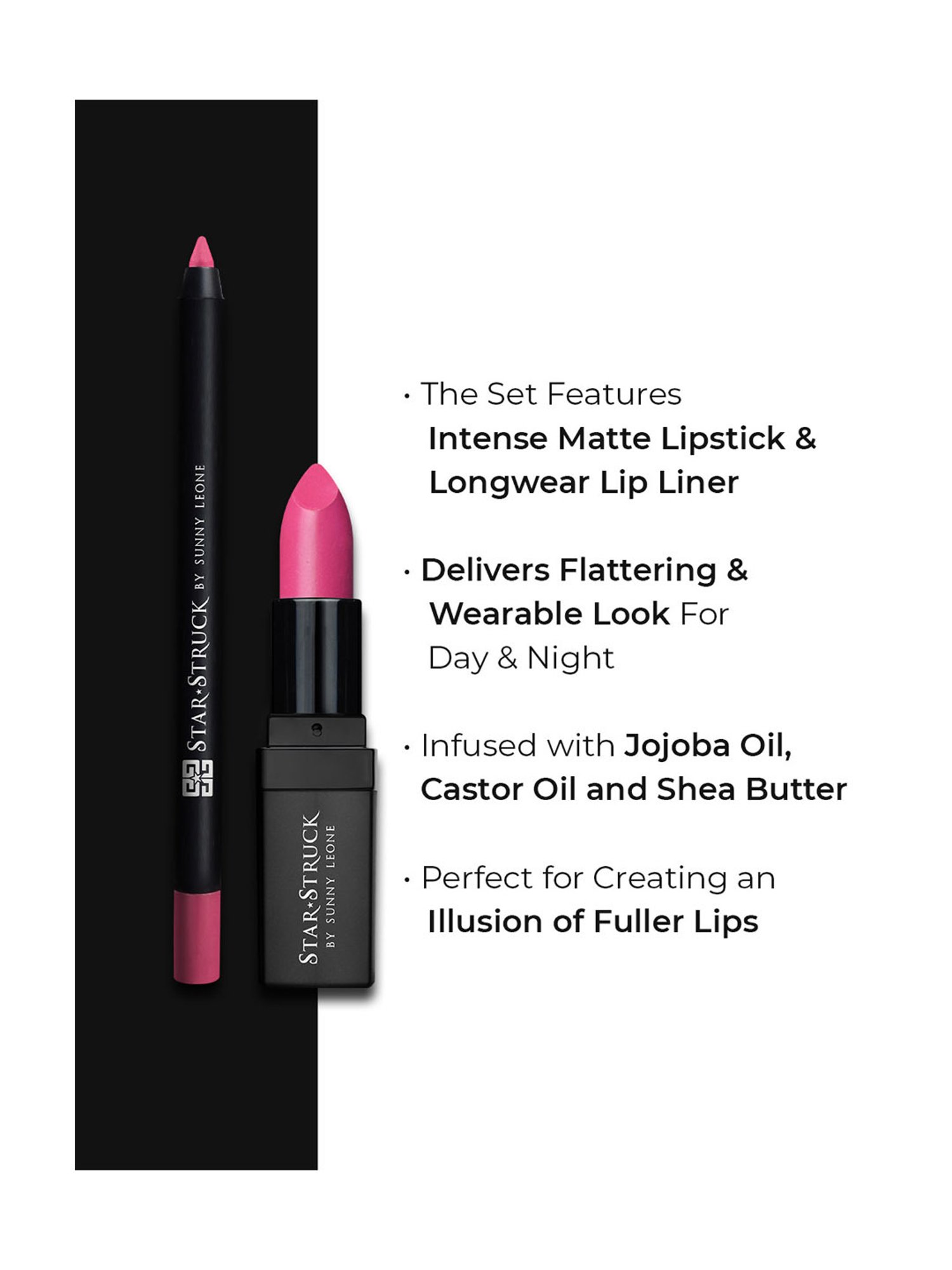 StarStruck By Sunny Leone Intense Matte Lip Color & Lip Liner Kiss Me Pink