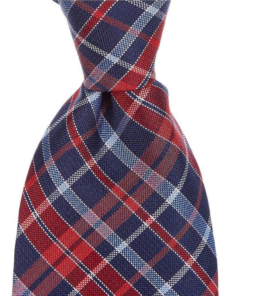 Roundtree & Yorke Big & Tall Carlisle Stripe Traditional 3 3/8#double; Silk Tie