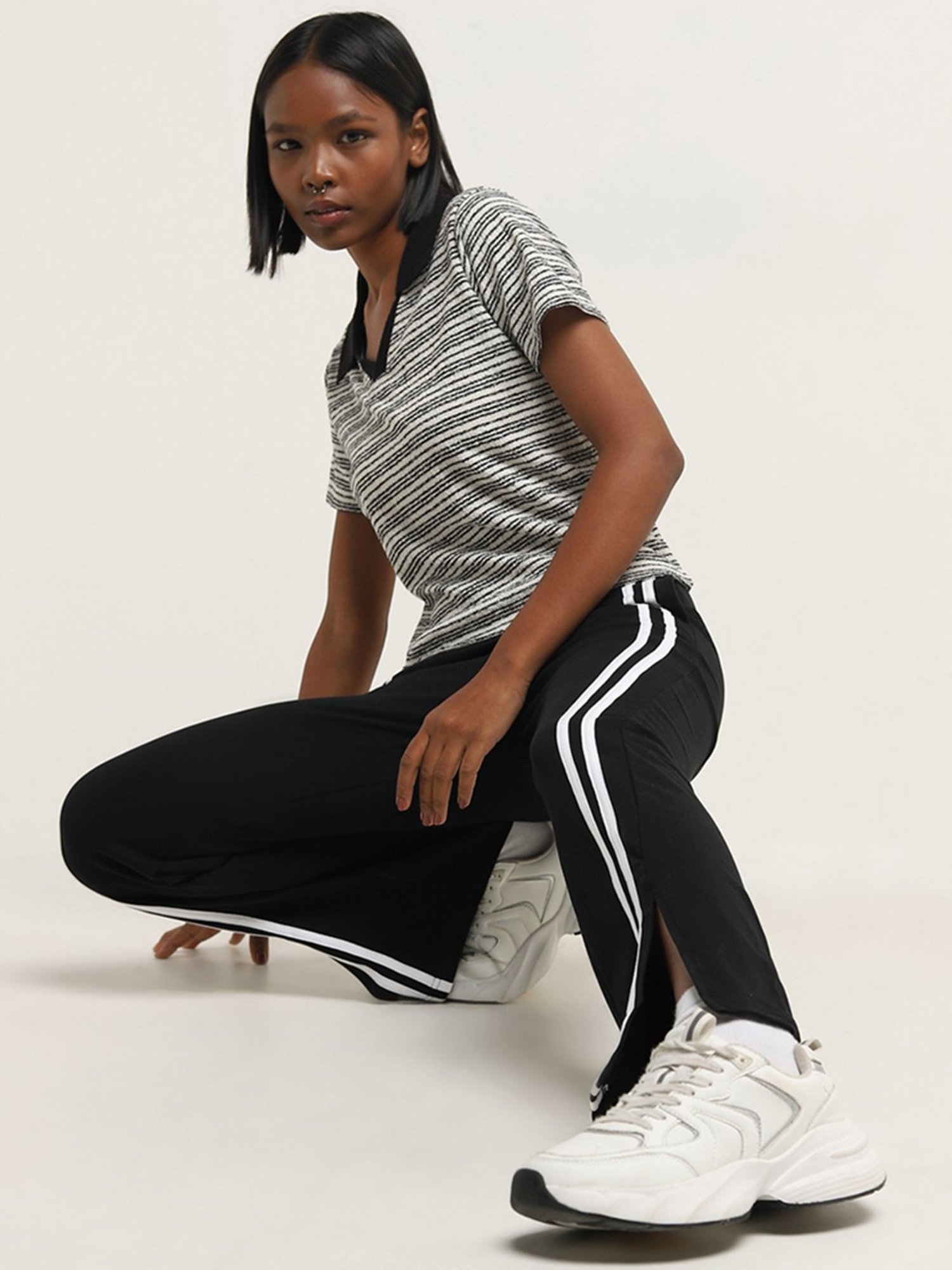 KENDALL + KYLIE Black Cotton Sports Tights