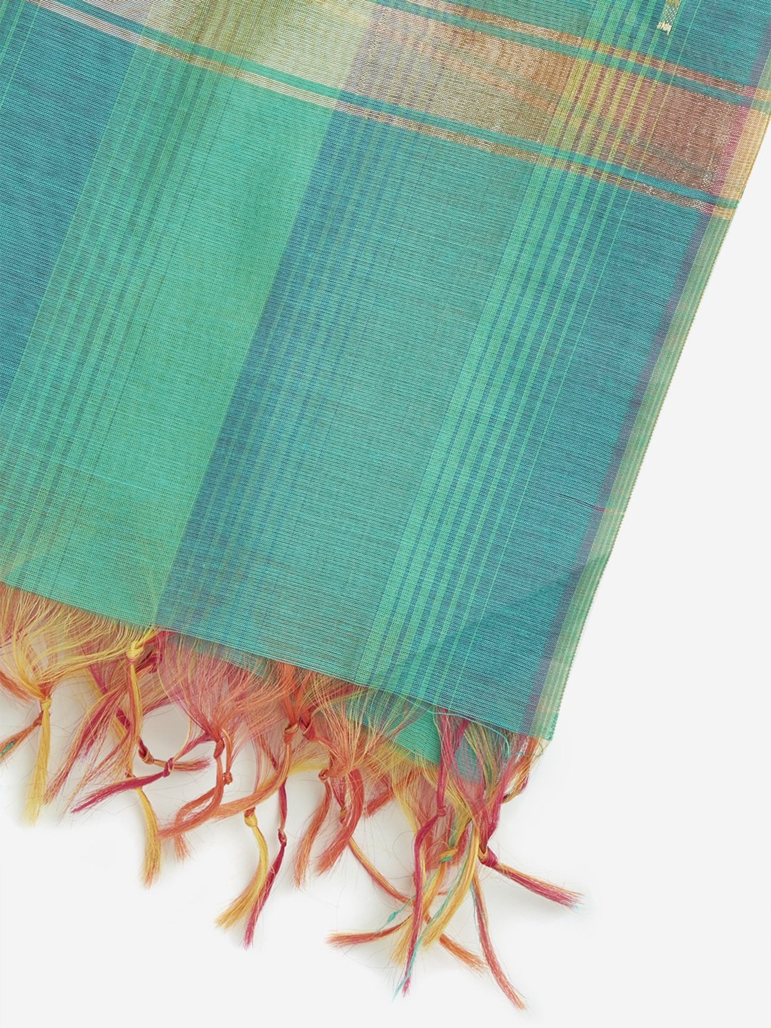 Utsa by Westside Turquoise Zari Embellished Striped Dupatta