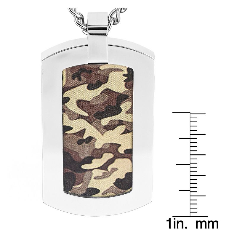 Men's Crucible Stainless Steel Camouflage Dog Tag Pendant Necklace - Brown