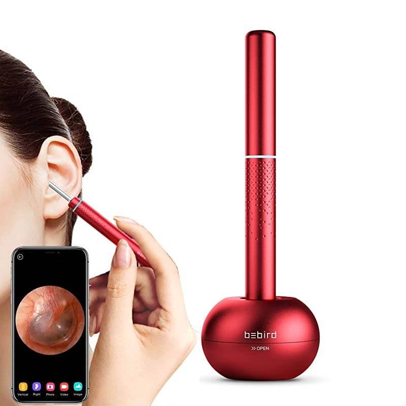 M9 Pro Otoscope Smart Visual Ear Cleaning Stick with 1080P HD Digital Endoscope for Earwax Cleaning Received A 4axis Intelligent Gyroscope Red