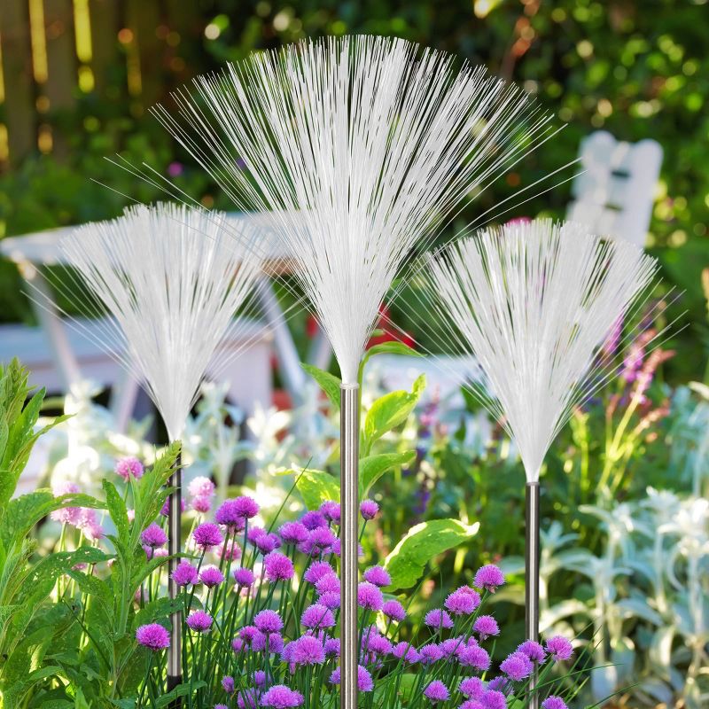 Metal and Acrylic Fiber Optic Solar Garden Stake Set - Exhart