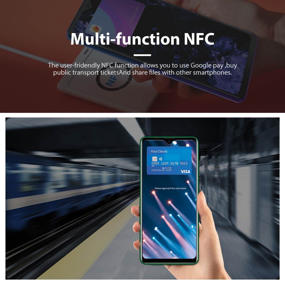 A80 Plus Smartphone, 6.49 Inch HD + Waterdrop Screen Face Unlock, Android 10.0 Unlocked Phone with 4680mAh Big Battery, Dual SIM 4G Phone