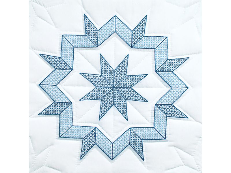 Jack Dempsey Stamped White Quilt Blocks 18"X18" 6/Pkg-Kaleidoscope Star