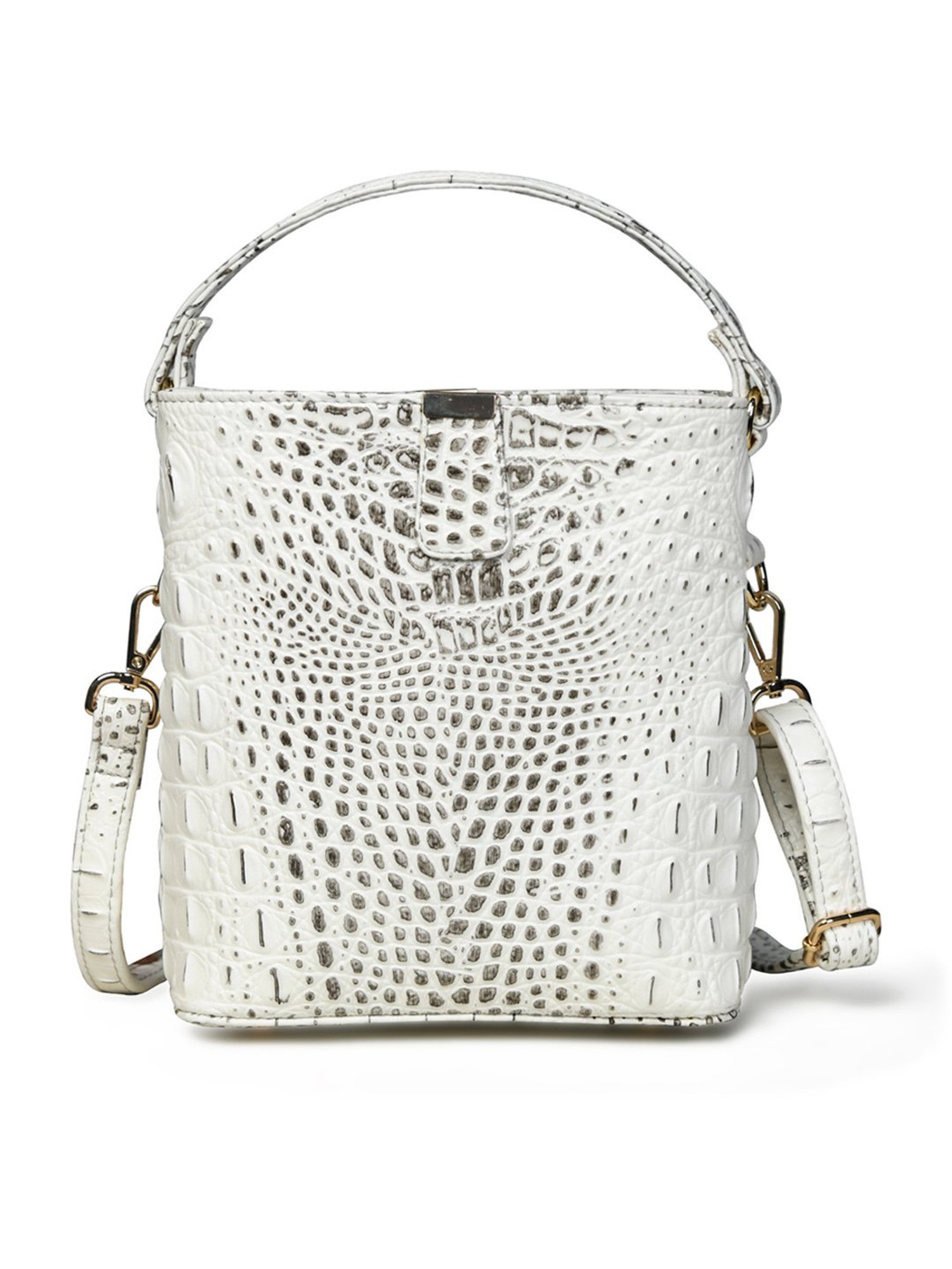 PELLE LUXUR White Animal Effect Small Bucket Bag