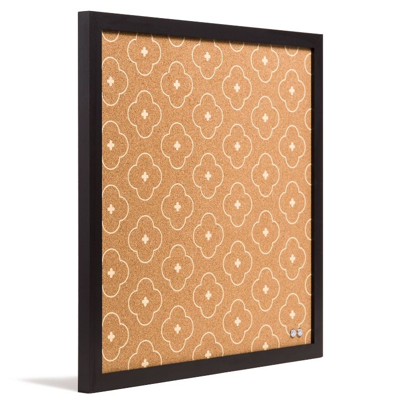 U Brands 16" Square Cork Board Abstract Terracotta/Black Frame