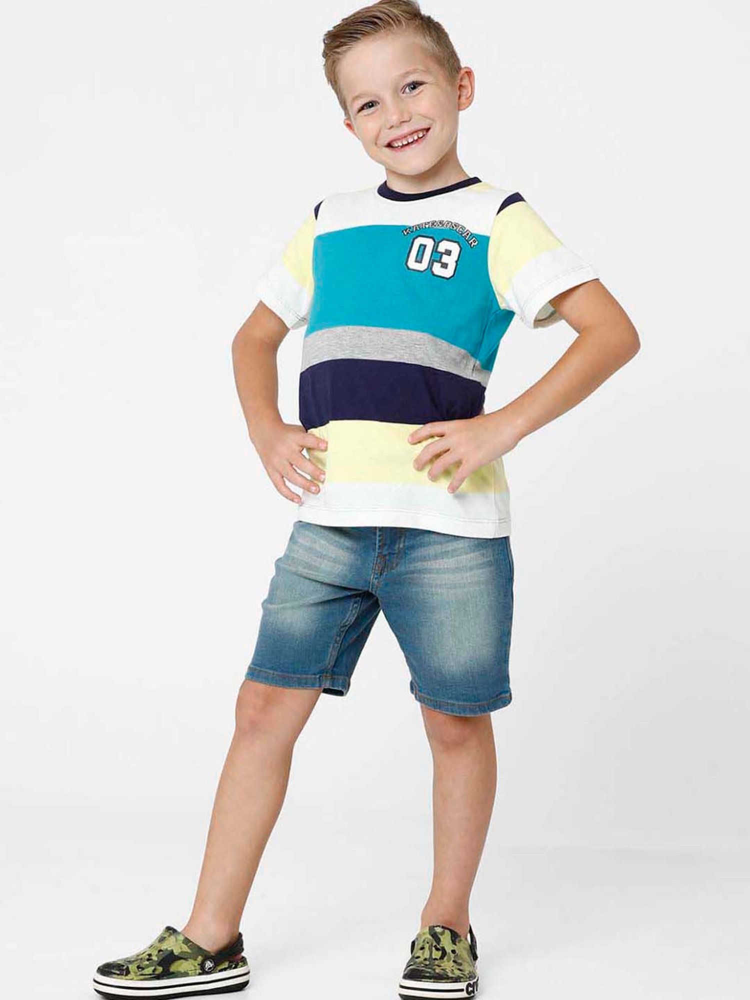 Kate & Oscar Kids Multicolor Cotton Striped T-Shirt