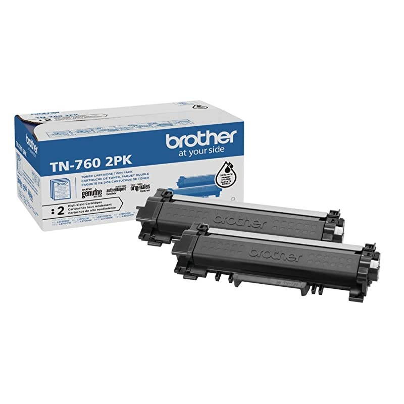Genuine HighYield Black Toner Cartridge Twin Pack TN760 2Pk