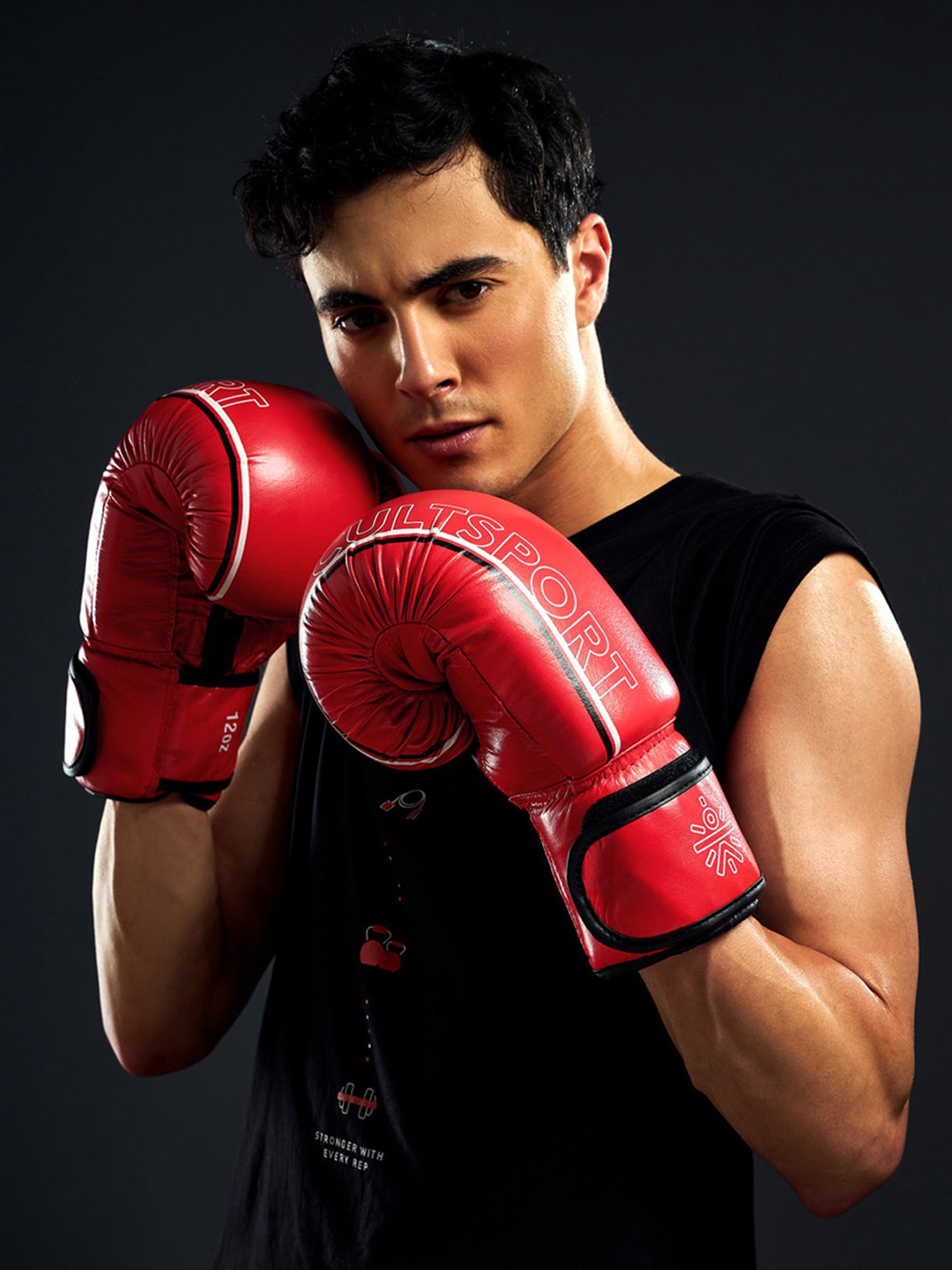 Cultsport Premium Leather Boxing Gloves with Antimicrobial Lining (Red)