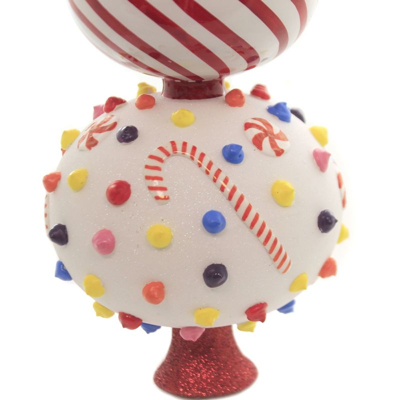Joy To The World 17.5" Candy Finial Tree Topper Peppermint Dots  -  Tree Toppers