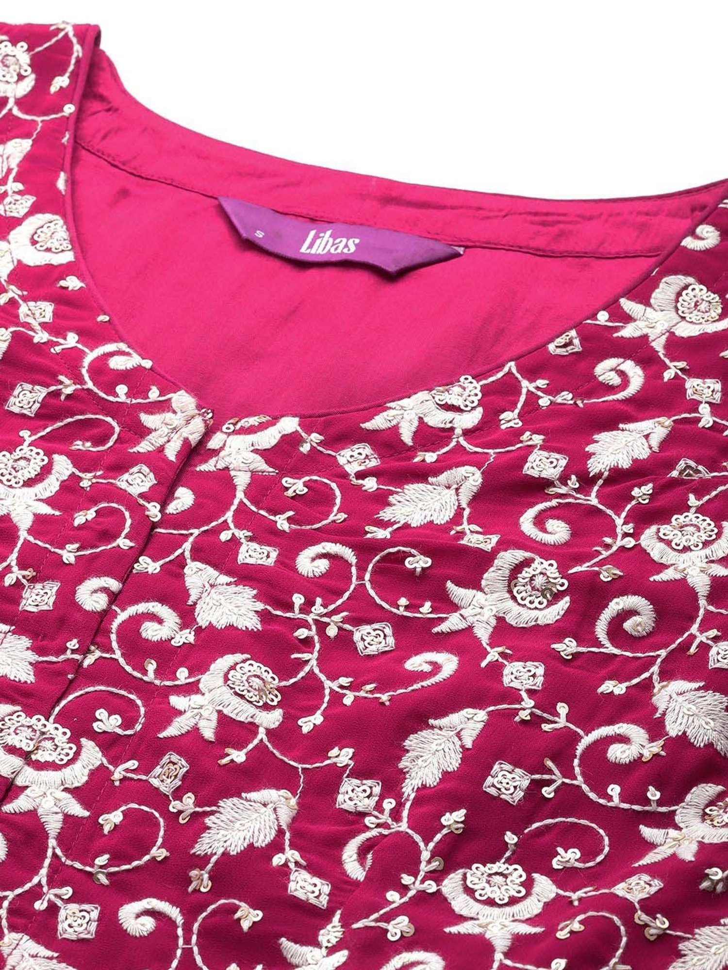 Libas Pink Embellished Poly Georgette Co-Ords