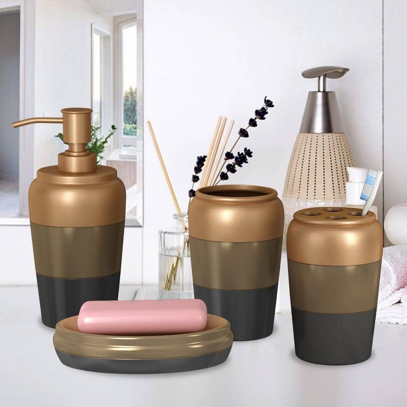 4pc Horizon Metal Bath Accessory Set for Vanity Counter Tops Copper - Nu Steel