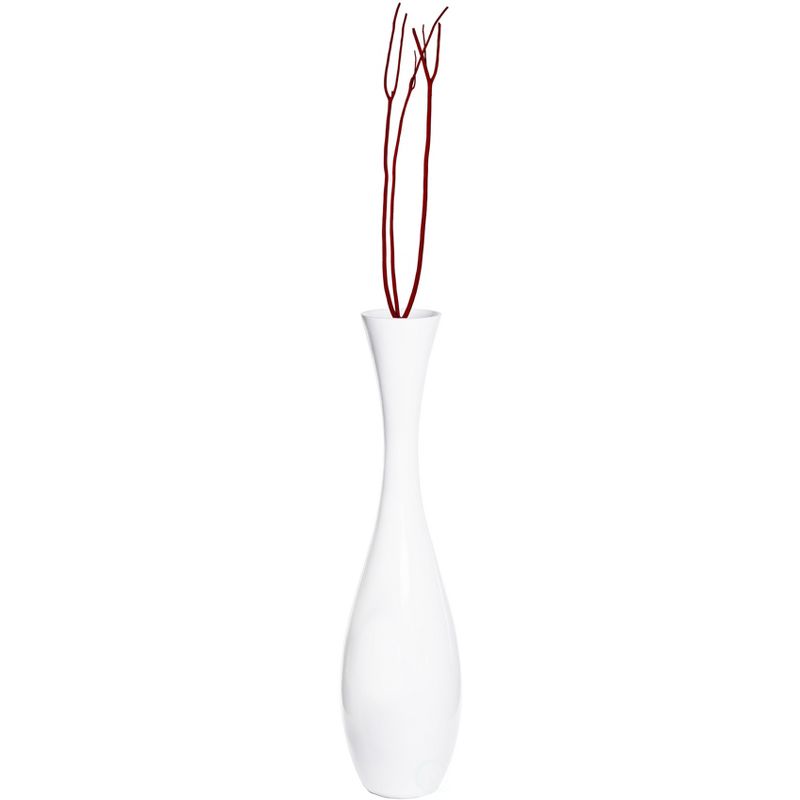 Uniquewise 43 Inch Tall White Modern Fiberglass Narrow Trumpet Floor Vase