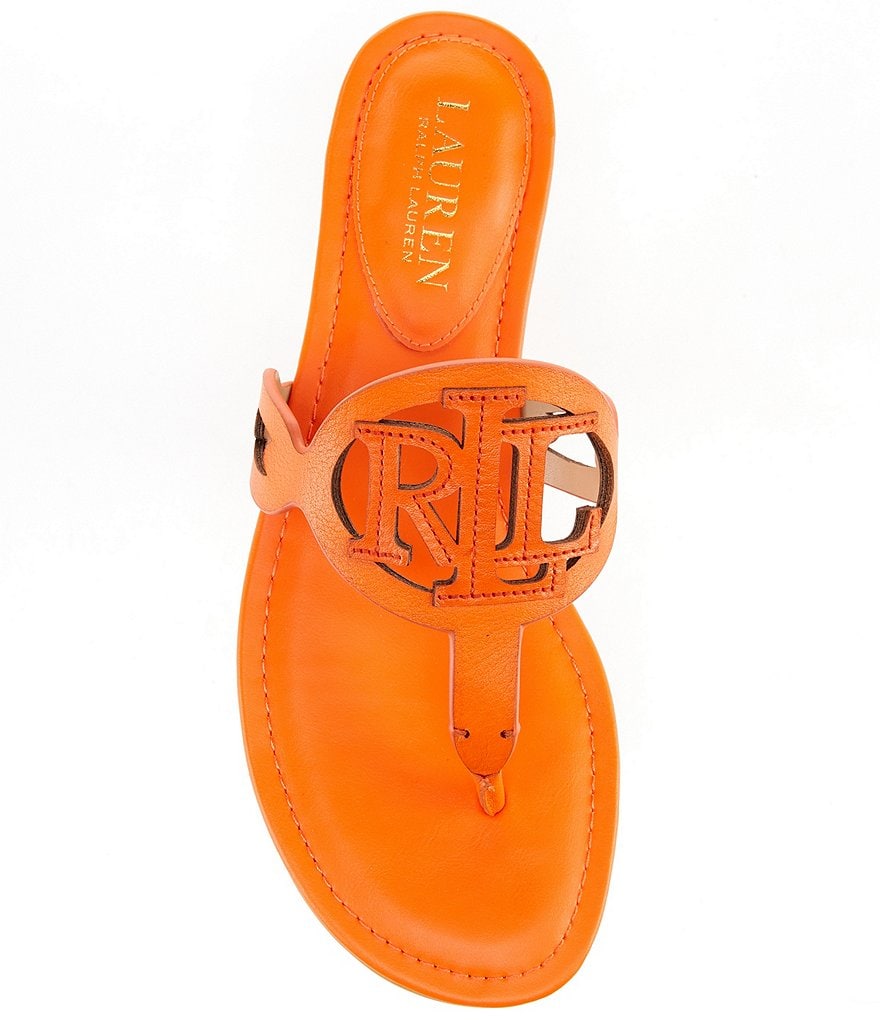 Lauren Ralph Lauren Audrie Leather Logo Thong Sandals