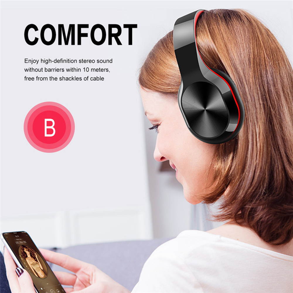 T5 Headset Wireless Headset HD Microphone Sports Headphones Foldable Headset Bluetooth V5.0 Music Headphone ,Black