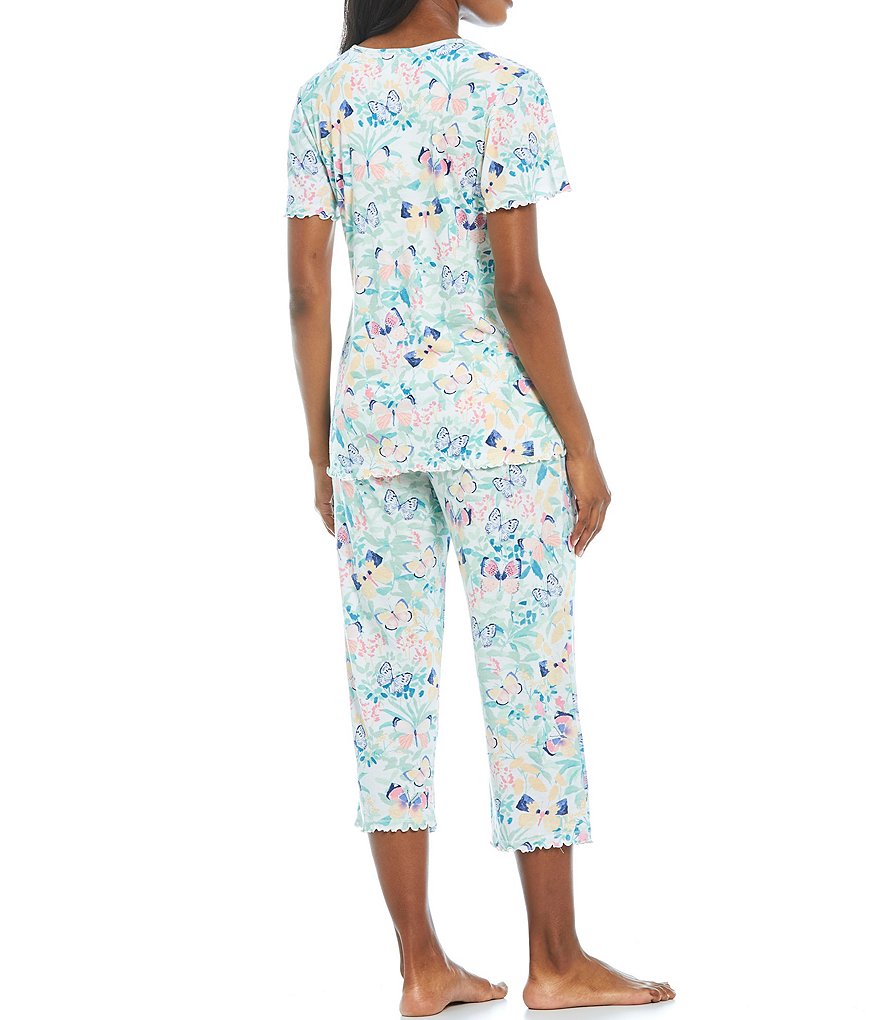 Miss Elaine Butterfly Print Knit Coordinating Pajama Set