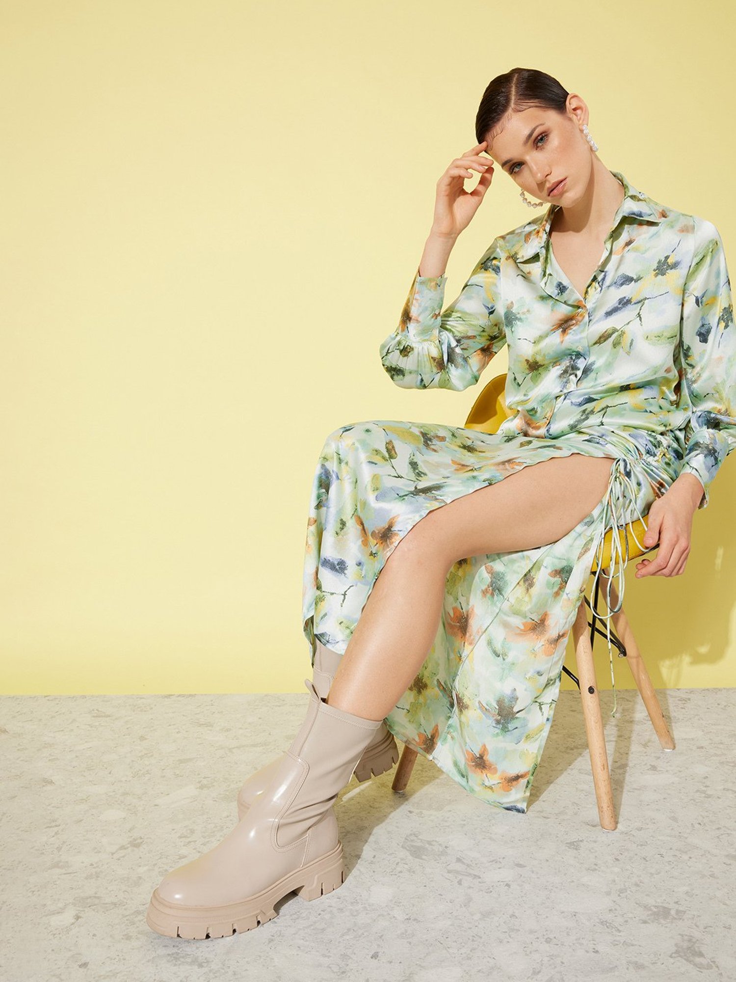 Anvi Be Yourself Green Floral Print Shirt