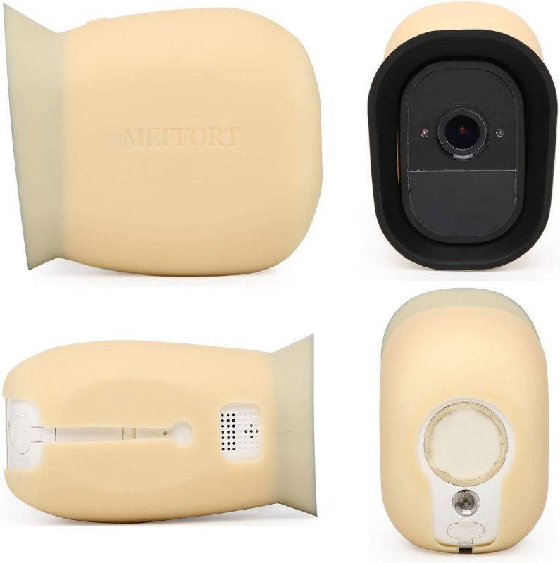 Silicone Case Skin with Dual Layer Sunshade Design, Clear (Not Fuzzy) Night Vision - Sun Glare UV Weather Protection Cover for Arlo Pro & Arlo Pro 2 Smart Security Camera, 3 Pack (Beige)