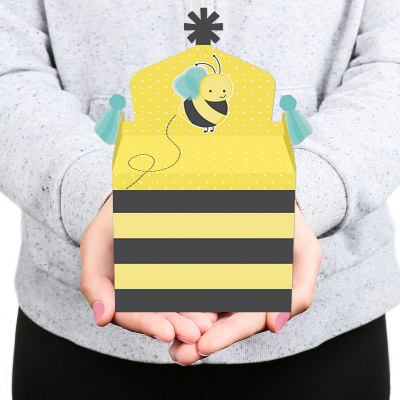 Big Dot of Happiness Pizza Party Time - Square Favor Gift Boxes - Baby Shower or Birthday Party Bow Boxes - Set of 12