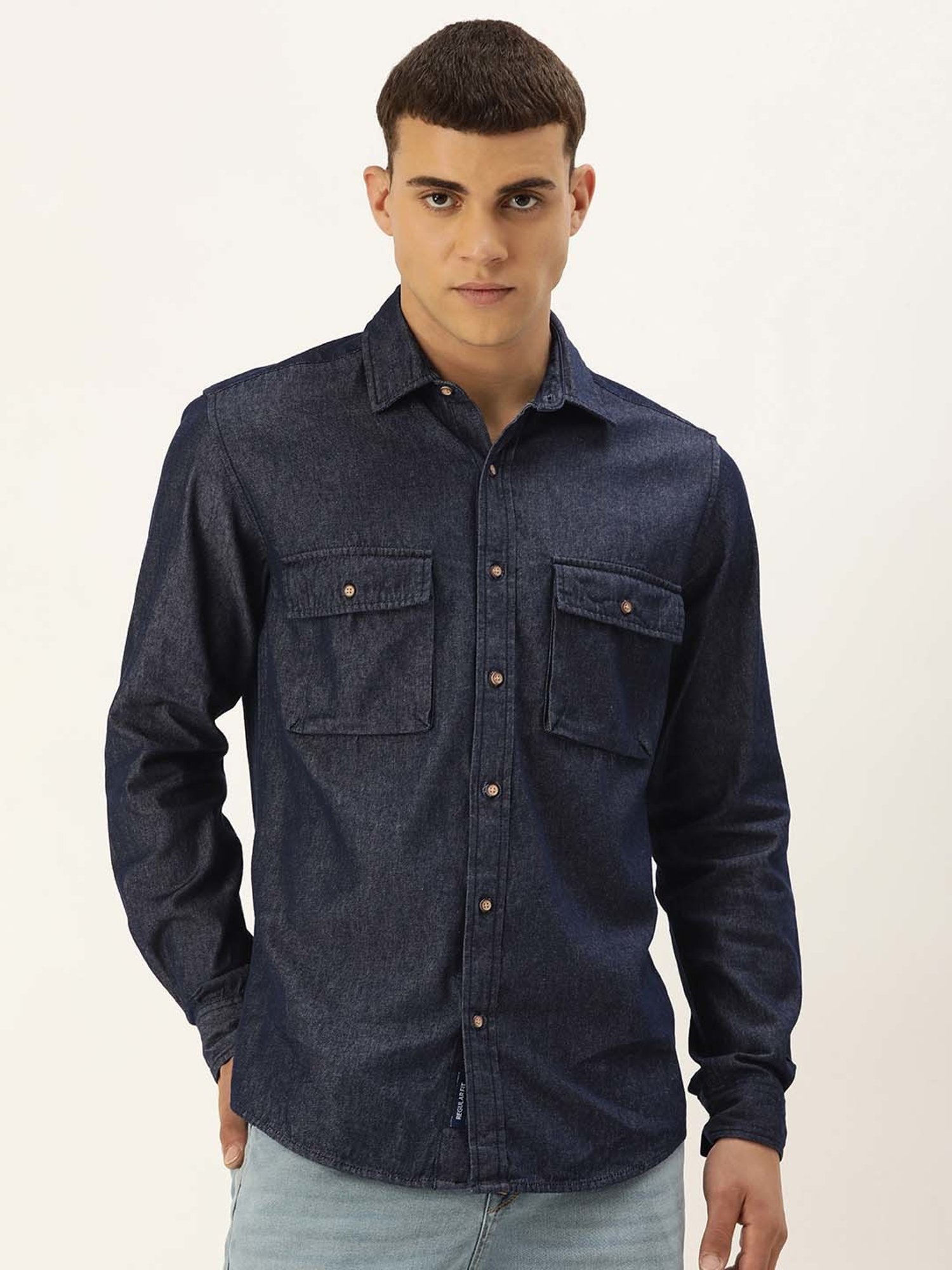 Bene Kleed Navy Regular Fit Denim Shirt