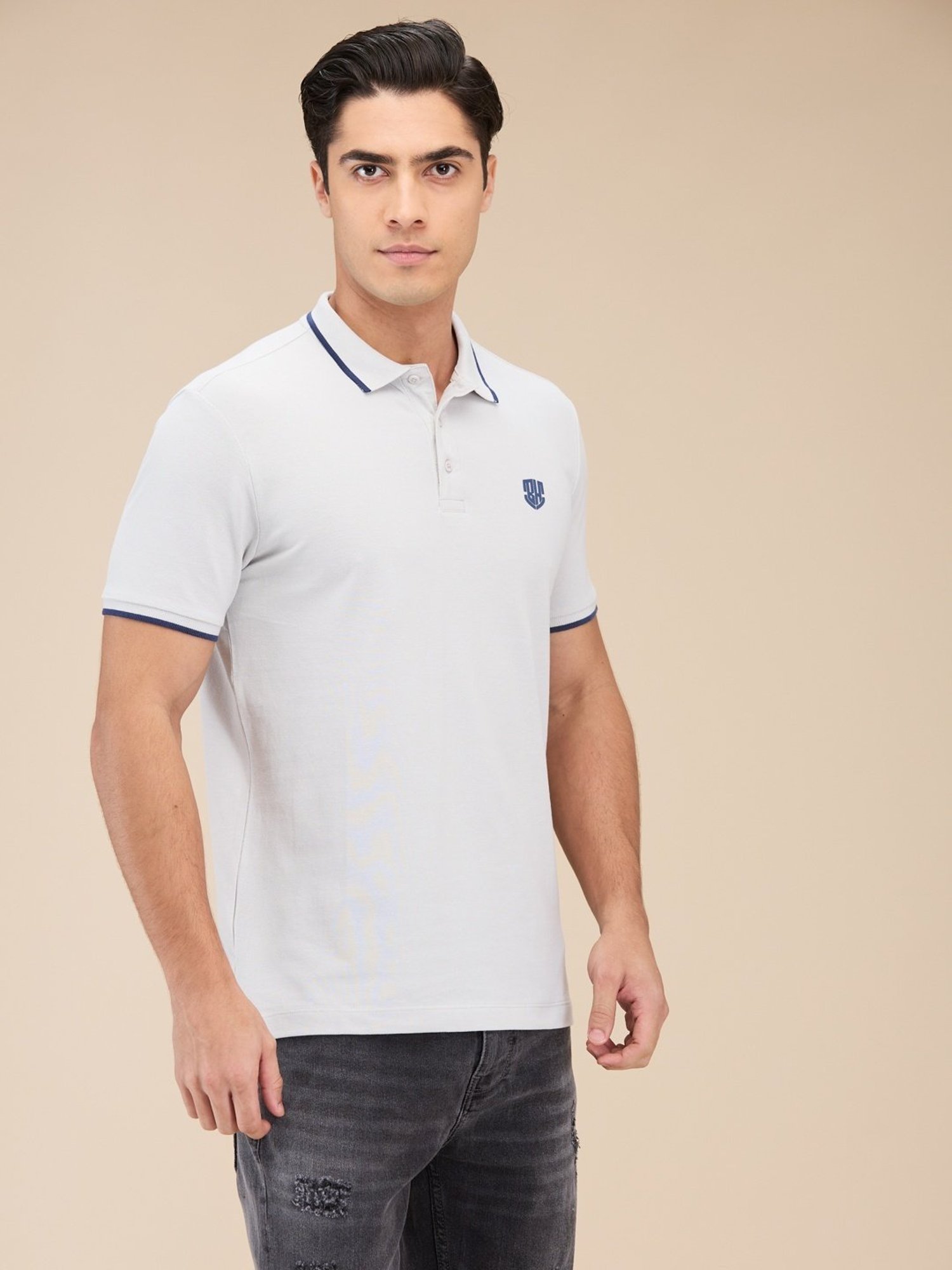 Being Human Grey Regular Fit Polo T-Shirt