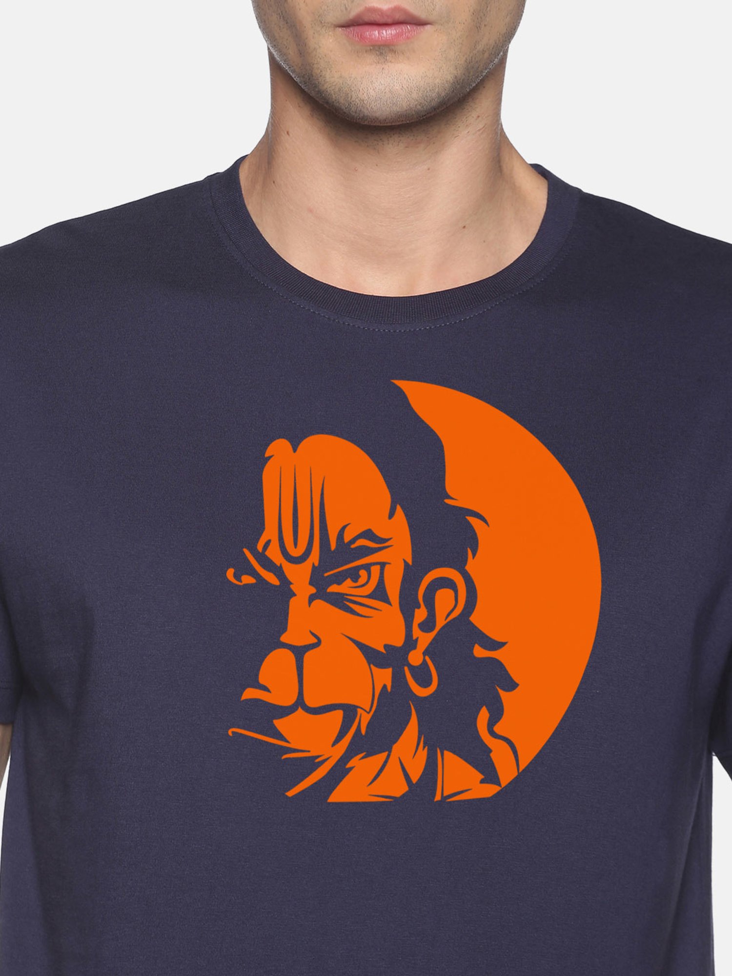 BLACK RADIO Navy Slim Fit Printed Cotton Crew T-Shirt