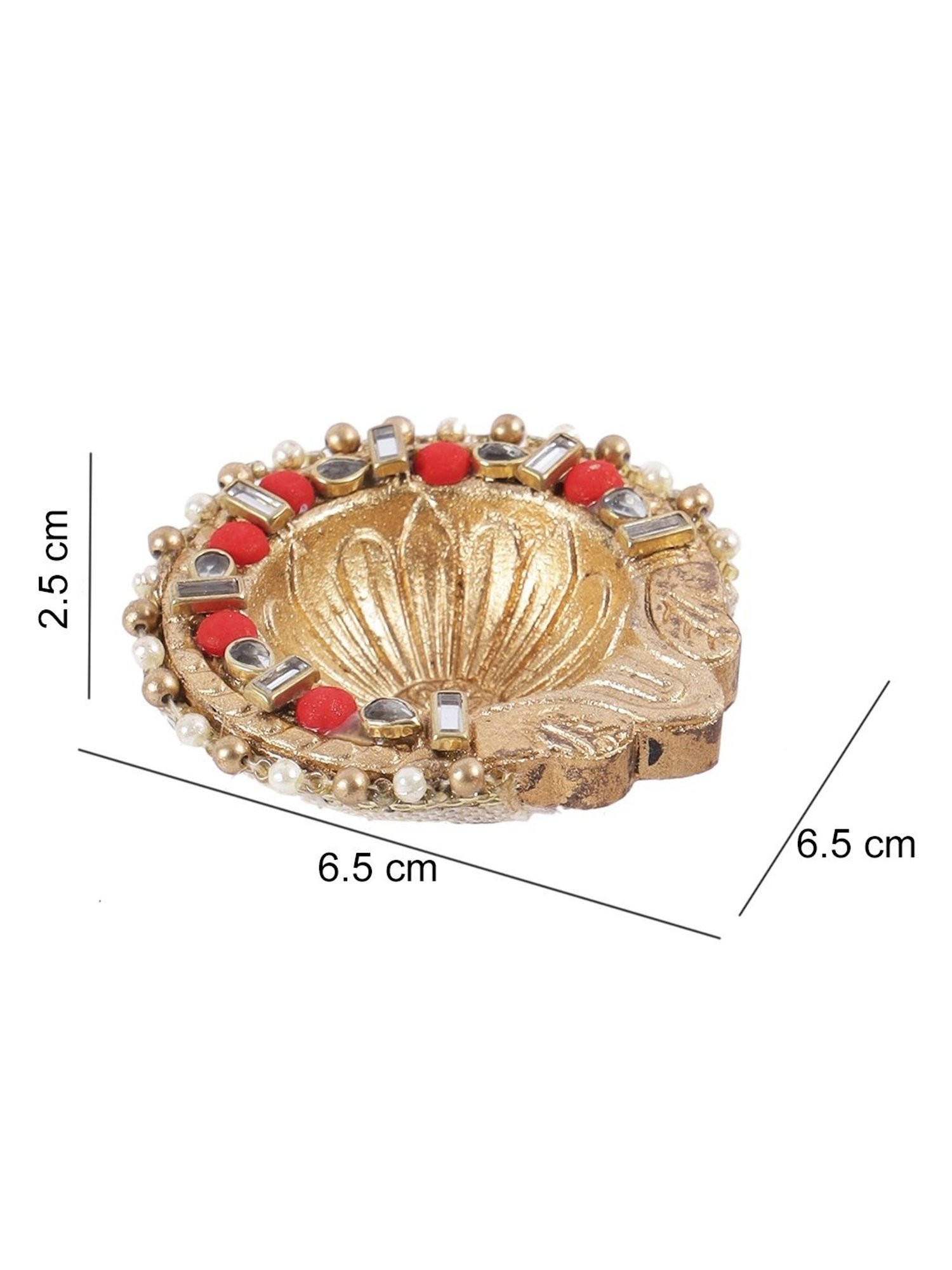 Aapno Rajasthan Solid Golden Terracotta Diya - Set of 5