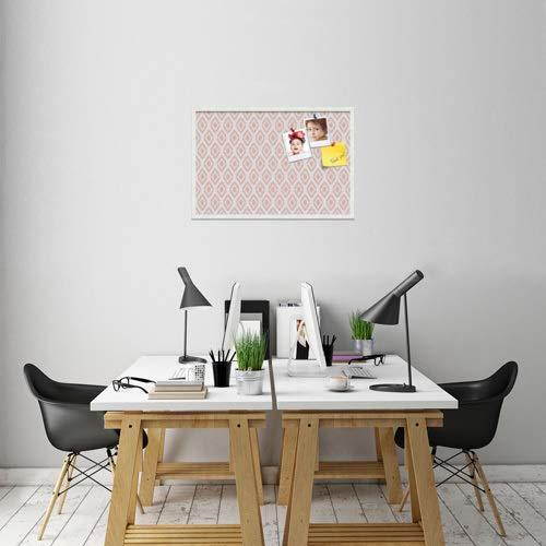 PinPix custom printed pin cork bulletin board made from canvas, Ikat Grapefruit 36x24 Inches (Completed Size) and framed in Satin White Frame (PinPix-Group-65)