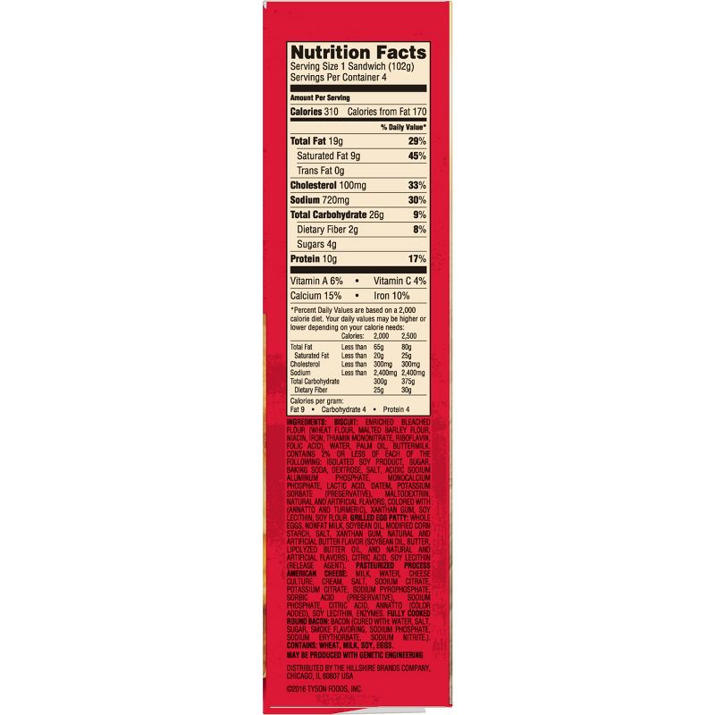 Jimmy Dean Bacon Egg & Cheese Frozen Biscuit Sandwiches - 4ct