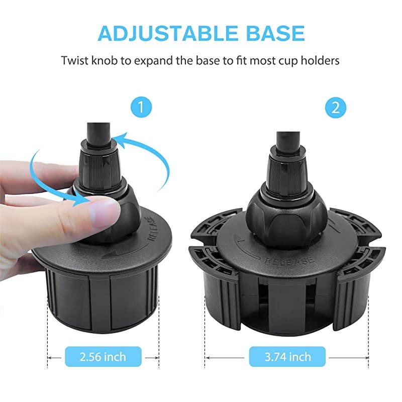 Car Cup Holder Phone Mount Adjustable Long Arm Cell Phone Holder with 360&atilde; Rotatable Cradle for Most Smartphones Such as iPhone Samsung and GPS